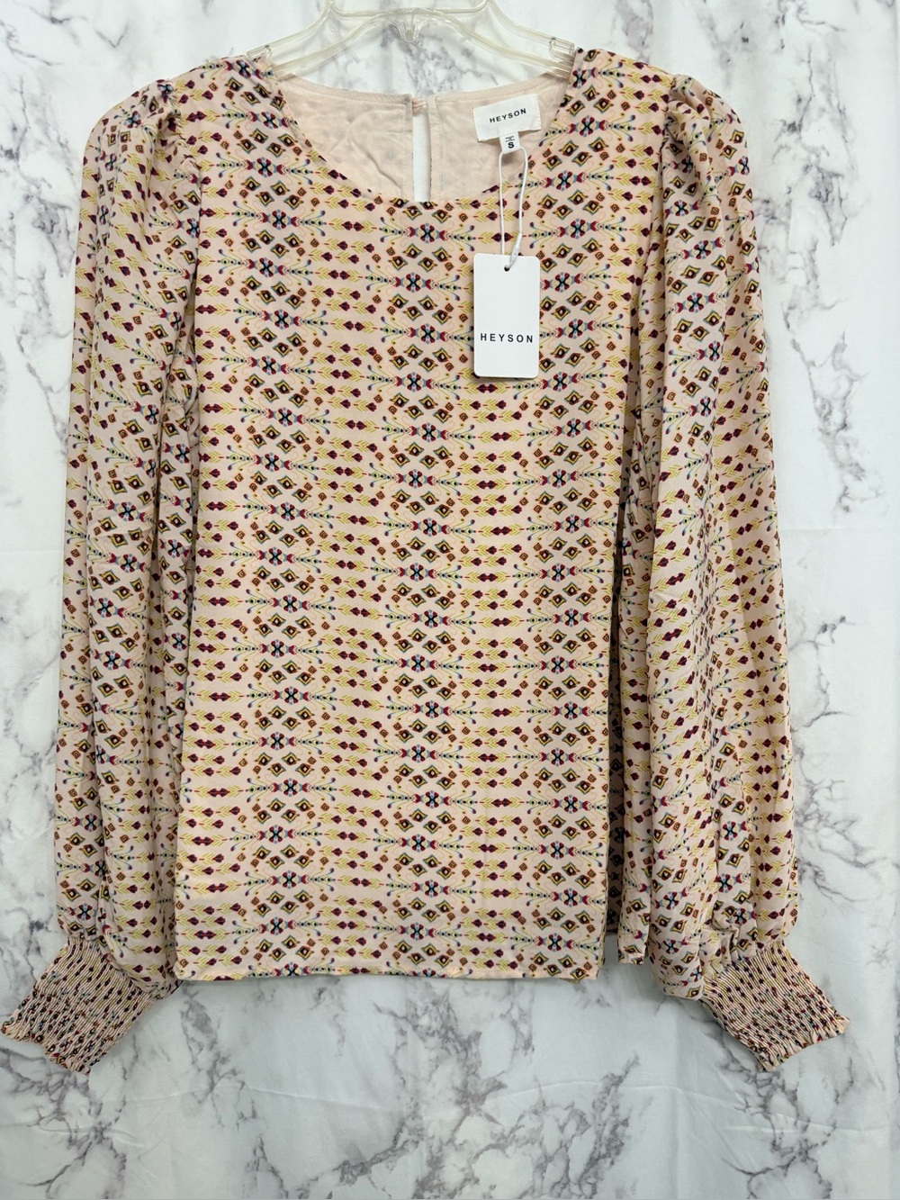 Heyson Beige Printed Long-Sleeve Blouse
